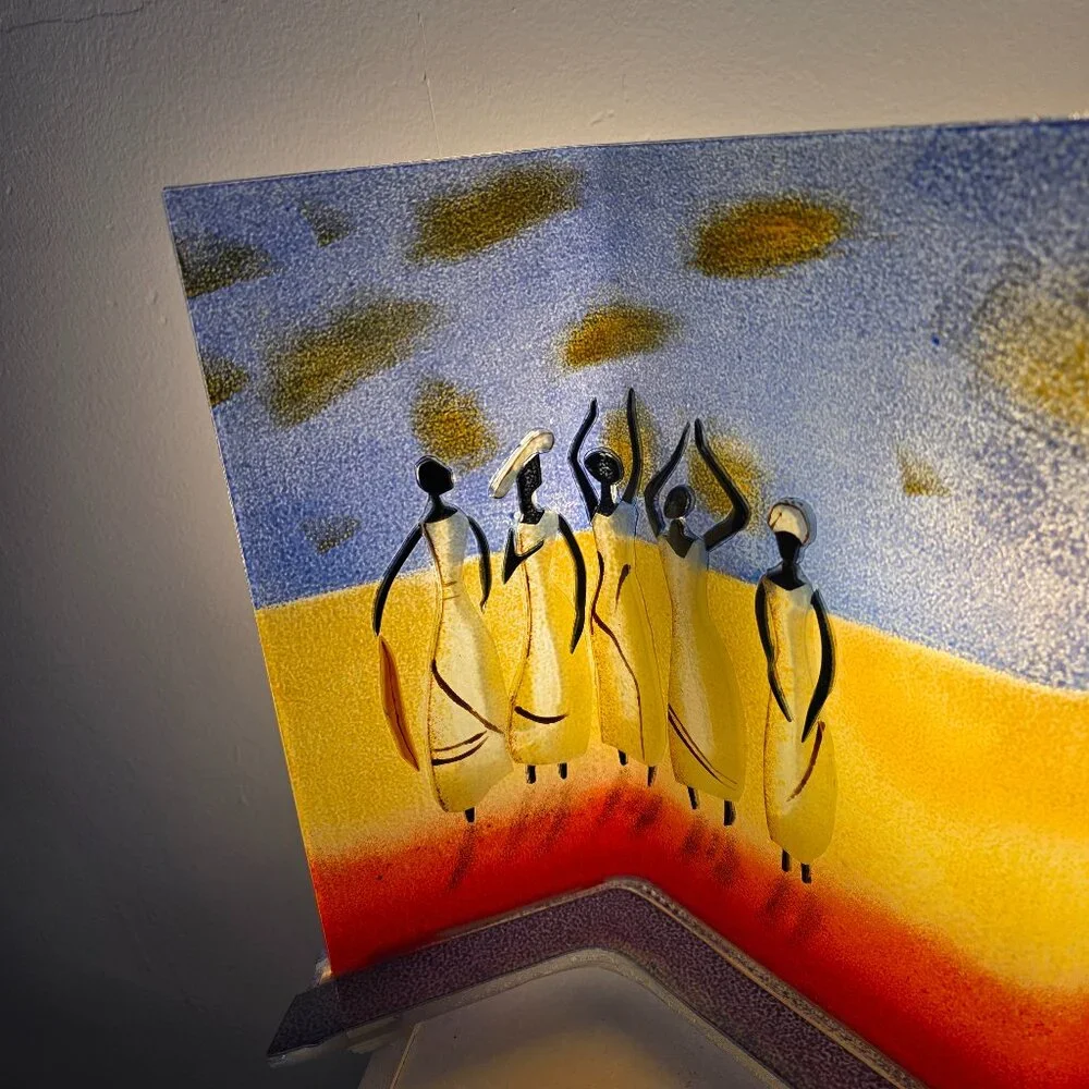 Fused Art Glass Dancers Lighted Accent Lamp